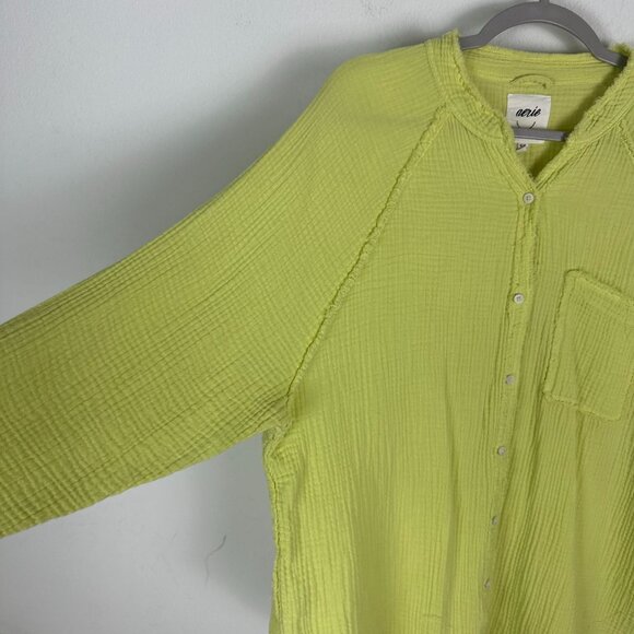 Aerie Pool To Party Cover Up Blouse M Green Boho Oversized Beachy Slouchy - Picture 4 of 9
